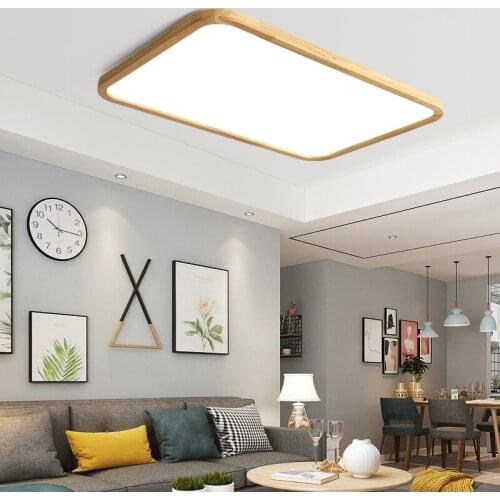 Dimmable Led Ceiling Lights DIY Style Modern Ceiling Lamp For Living Room Lights Bedroom Plafonnier Led Wooden Indoor Fixtures