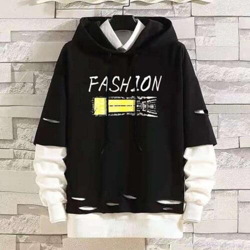 Spring and autumn new fashion trendy fat mens casual hooded plus fat plus fake two pieces of fat long-sleeved sweater 12XL160kg