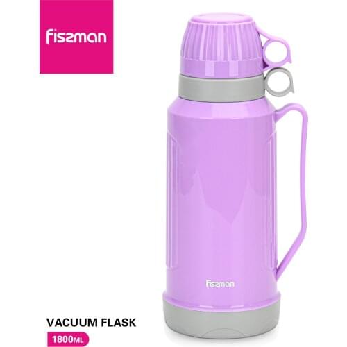Fissman 1800ml Vacuum Glass Liner Bottle with Double Cups Design Thermal Flask Kitchen Accessories