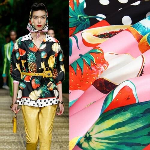 145cm Width Printed Polyester Fabric Cloth Factory Custom Summer Fruit Shirt Dress Diy Shirt Pants Scarf Fabrics for Sewing