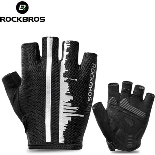 ROCKBROS Summer Cycling Half Finger Gloves Anti-slip Breathable Bicycle Gloves Men Women Anti-sweat Reflective Bike Gloves