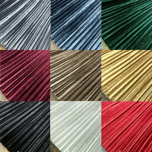 3M Multicolor Pleated Crushed Golden Velvet Fabric Cloth For Autumn And Winter Strapless Dress Skirt Crumpled Silk Velvet Fabric