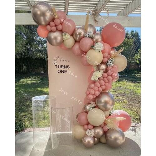 Retro Pink Balloon Arch Kit Baby Shower Wedding Birthday Party Decor Retro Pink Cream Peach Latex Balloon Garland Event Decor