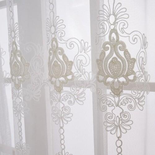 Embroidered Tulle Curtains for Living Room European Lace Window Treatments for Girls Bedroom Floral Sheer Curtain Panel Curtains