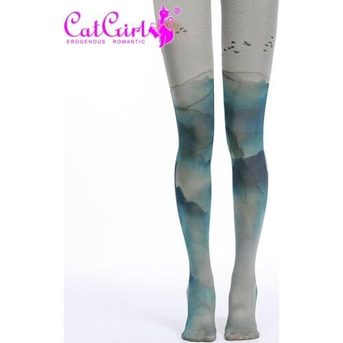 High Quality New Designs Pantyhose Mountain Patterned Print Tights