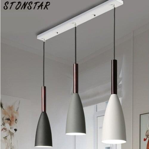 Chandelier iron art three heads simple postmodern restaurant chandelier fashion bar bedroom study LED lighting