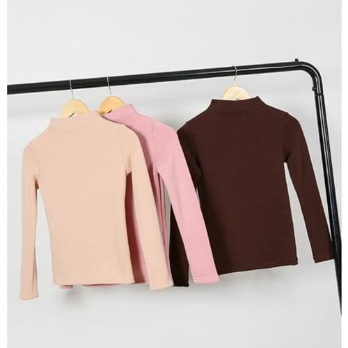 Plus Size 3XL Knitted Women Warm Fleece Winter T Shirt Long Sleeve Turtleneck Tops Pink White Tumblr Spring Soft Backing shirt