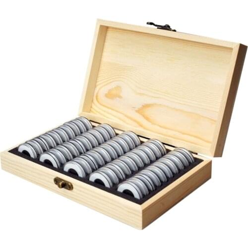 1pc Wood Coin Storage Box Coin Capsules Case Commemorative Coin Medal Tray Holder Display