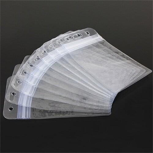 10Pcs Vertical Transparent Plastic Clear Exhibition ID Card Name Holder with Zipper Office Supplies SD&HI Cards Badge