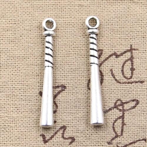 12pcs Charms baseball bat club 35x5mm Antique Silver Color Pendants Making DIY Handmade Tibetan Finding Jewelry