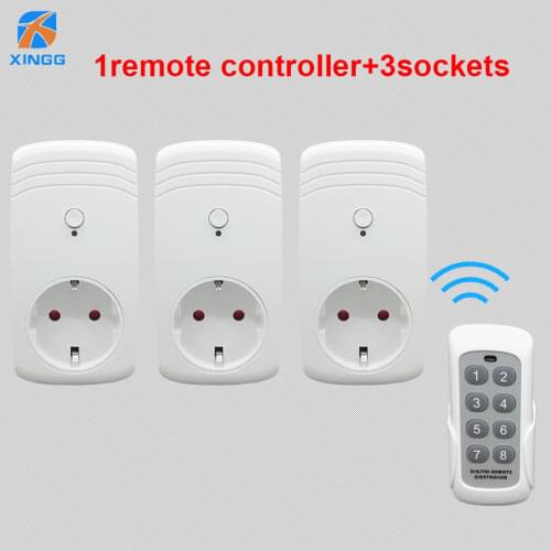 3pcs RF 433MHz Wireless Intelligent Electrical Power Plug Smart Socket Outlet with Switch universal Remote Control Transmitter