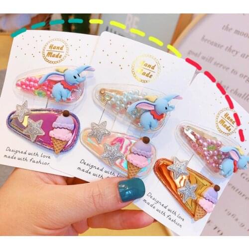 50set/lot 2pcs/set DIY Simple Multi Sequins Starfish Hair BB Clips Suits Elephant Hairpins Hair Styling Tools Accessories HA1690
