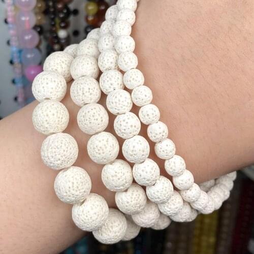 6-12mm Dull Polish Natural White Volcanic Rock Lava Stone Loose Spacer Matte Beads For Jewelry Making Diy Accessories 15