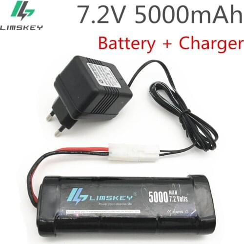 Limskey 7.2V 5000mAh Ni-MH Battery Pack Tamiya Plug With Charger High Capacity SC*6 Cells for RC Control Car Toys Battery