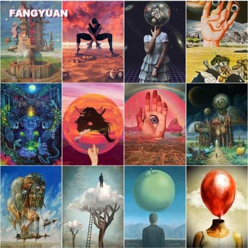 Diamond Painting Abstract Portrait No Head Red Balloon and Flowers Full Square Drill Diamond Embroidery Cross Stitch Kits Mosaic