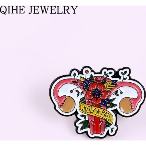 Anatomy Uterus Enamel Pin Flowers Women Womb Brooch Girl Power Badge Feminism Lapel Pins Feminist Jewelry Gift for Women
