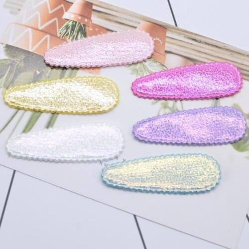 24Pcs 56*20mm Glitter PU Drop Clip Shape Applique for DIY Clothes Hat Sewing Patches Headwear Hair BB Clips Accessories N26