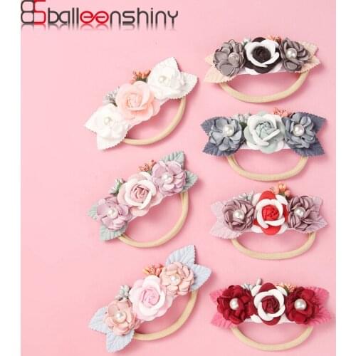 BalleenShiny 2020 7colors Hair Ring Pearls Flowers No Trace Childrens Headband Little Princess Baby Fashion HeadwearAccessories