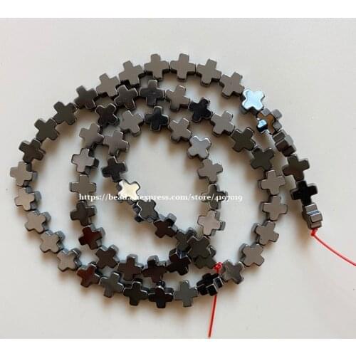 Free Shipping Natural Stone No Magnetic Cross Shape Black Hematite Loose Beads Pick Size