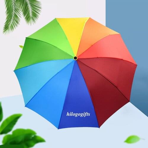 Free personalized business umbrellas Strong Wind Resistant rainbow umbrella 3 Folding Umbrella women custom with your logo text
