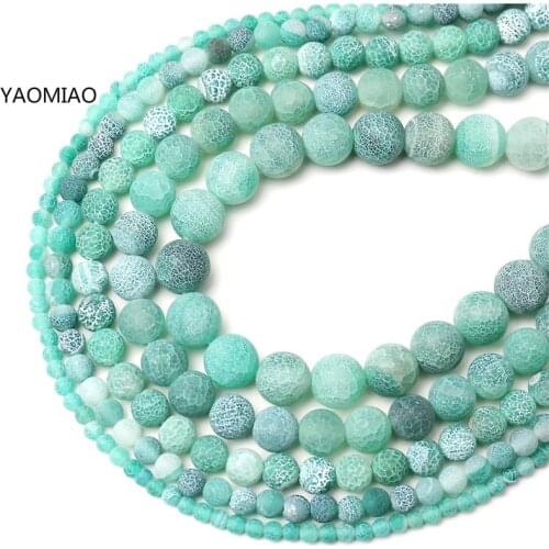 Natural green Weather Agates Beads 6mm 8mm 10mm 12mm Round Beads Matte Loose Beads For DIY Making Jewelry Bracelets