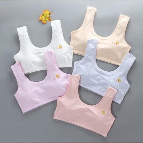 New Cotton Girl Bras Teenage Training Underwear Bra Sports Bra Tops for Teens Girls Kids Underwear Student Teen Vest 8-16 Years