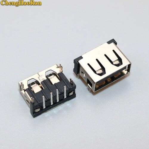 ChengHaoRan DIP USB Type A Female jack 90 Degrees 4PIN AF 10.0 PCB Mount Socket Connector Flat Edge DIY Repair Phone Toy Parts