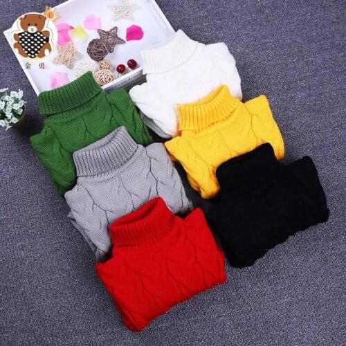 Children Sweater 2020 Autumn And Winter Girls Boys High Neck Pullover Children Knitted Stretch Bottoming Shirt