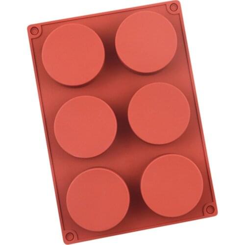 For Chocolate Cake Jelly Pudding Handmade Soap Kitchen Cooked Food Mold Flexible Structure 1pcs Red Six Holes Baking Tools