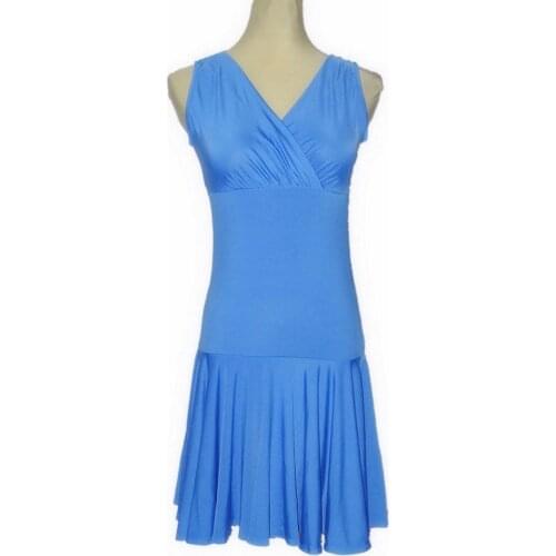 Exotic dance Latin dance and V collar sleeveless wrap collar ruffled big flare dress hem Latin practice W10033