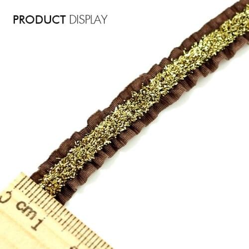 10mm Elastic Strentch Tape Brown Gold Lace Ribbon Trim Webbing Applique Sewing on Supplies Material for Strap Cloth 20y/T1007