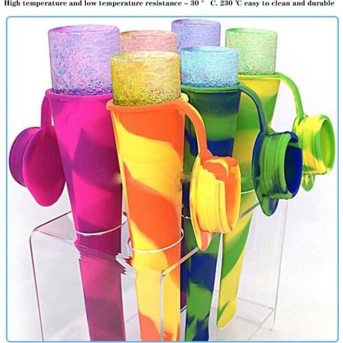 Ice Pop Mold with Lid Set of 6 Colorful Silicone Ice Sucker Maker DIY Soft Dessert Mould Slim Chillers for Home Kitchen WXV Sale