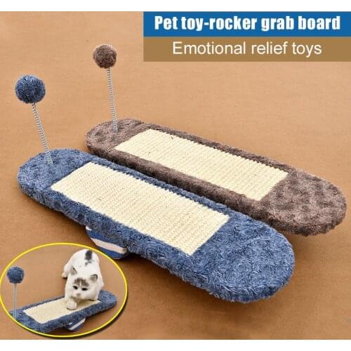 Pet Cat Toy Scratching Interacting Kitten Seesaw Sisal Hemp Mat with Ball Exercise B88