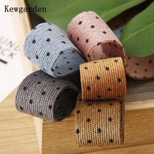 Kewgarden 38mm 25mm 1" 1-1/2" Black Dot Corduroy Ribbons DIY Bow-tie Hairbow Accessories Handmade Tape Sewing Webbing 10 Yards