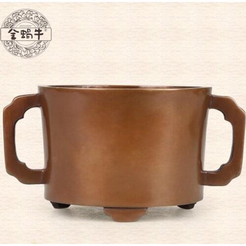 The golden snail # 8 ears tube furnace manual pure copper incense burner burner smoked incense burner special copper furnishing