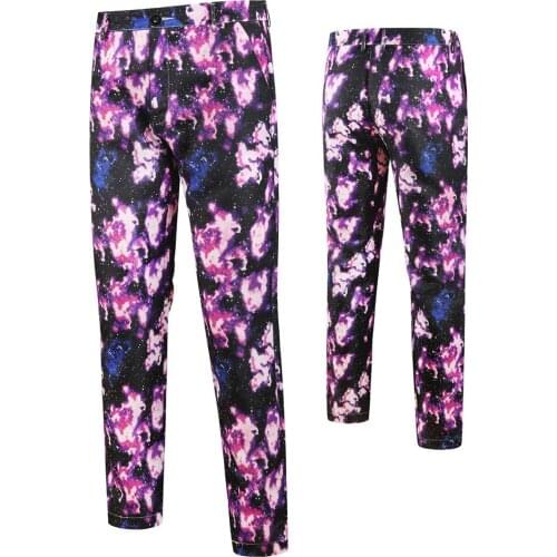 Mens New Arrival Starry Sky Print Suit Pant Men Slim Fit Streetwear Men Business Casual Pencil Trousers