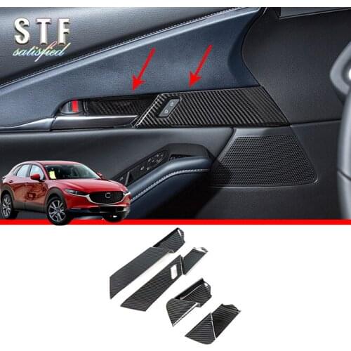 Carbon Fiber Style Interior Door Handle Cover Trim For Mazda Cx-30 Cx30 2020 2021