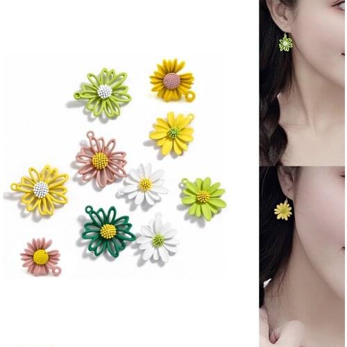 2020New Hot 100Pcs Daisyl Flower alloy button for DIYJewelry earring or necklace Pendant and hair accessories ER225-ER229