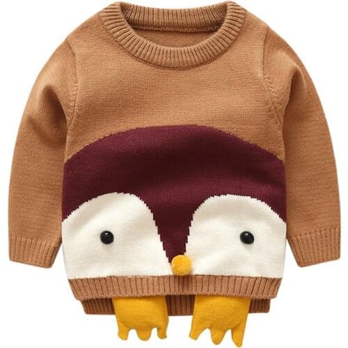 2018 Brand Newest Toddler Girl Boy Sweater Boys O-Neck Cartoon Striped Knitwear Boy Winter Tops Thick Warm Coat