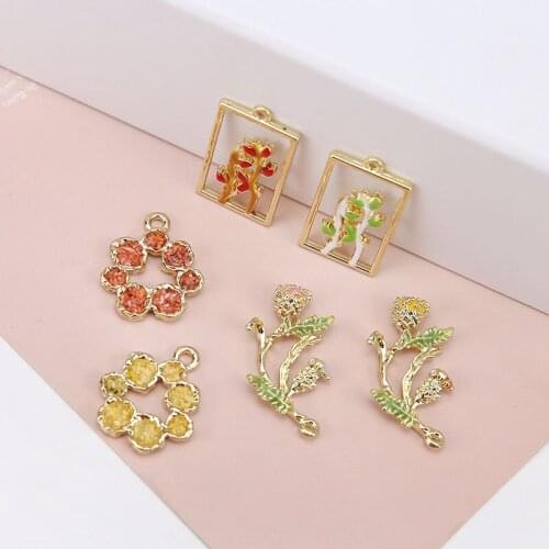 New 30pcs/lot color flowers/tree shape alloy charms diy jewelry earrings/garment pendants accessory