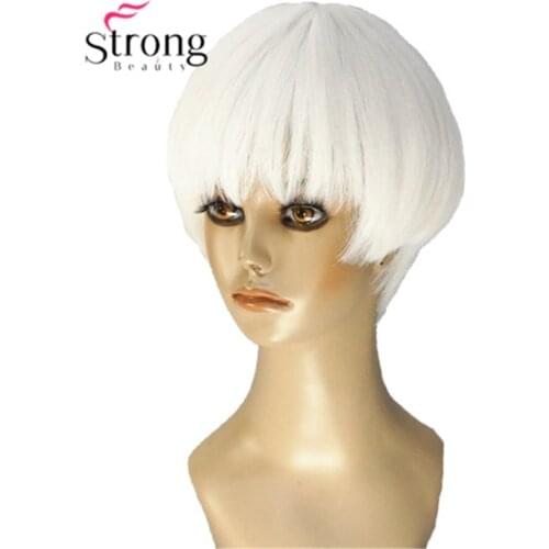 StrongBeauty Short Soft White Blonde Wig heat freindy Synthetic Full Wig for Women