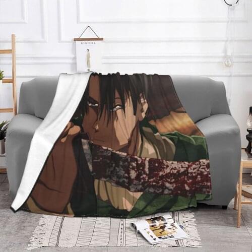 Attack On Titan Blanket Velvet Warm Anime AOT Portable Throw Blanket for Bedding Travel Bedspread
