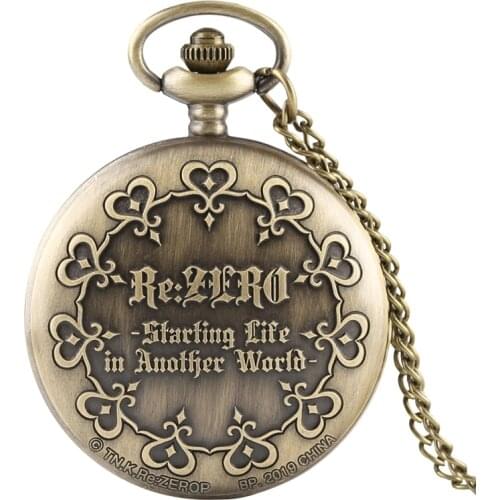 Retro Bronze Re:Zero Starting Life in Another World Theme Quartz Pocket Watch Men Necklace Women Japanese Anime Souvenirs Gifts