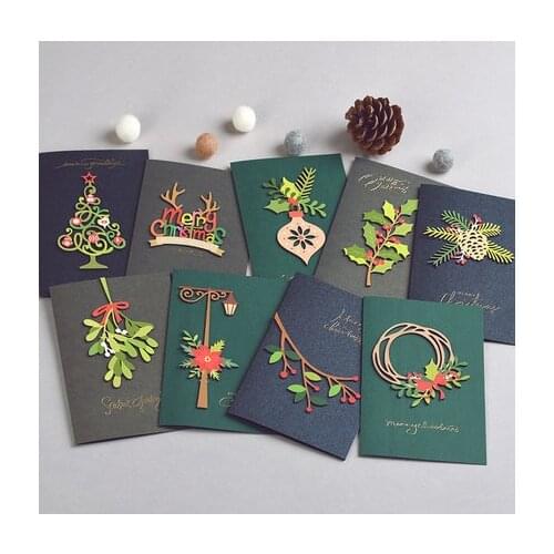 Eno Greeting wood christmas ornament handmade cards merry christmas cards gift christmas message cards wholesale
