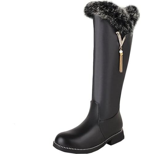 New Children Girls High Boots Winter Snow Boots Princess Black Pink White Performance Baby Student Kids Shoes Dress 03A