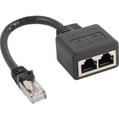 RJ45 network cable adapter, 1 male to 2 female LAN Ethernet splitter adapter cable suitable for Super Cat5 Cat5e Cat6 Cat7