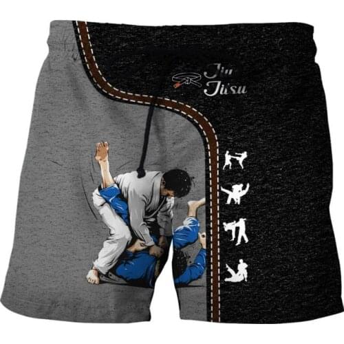 Love Jiu Jitsu Mens 3D Print Board Shorts Martial Tiger Summer Beach Shorts Quick Dry Unisex Streetwear Harajuku Casual Baggys 3
