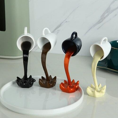 Modern Sculpture Decorative Floating Coffee Cup, Abstract Statue Figure Resin Ornament for Living Room Bedroom Office Home Decor
