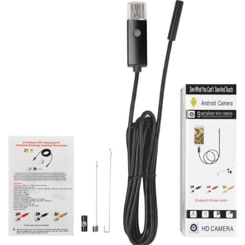 10pcs/lot 7mm 2IN1 USB Endoscope 1M/2M 6 LED OTG Android Inspection Video Photo Capture Camera for Moblie Phones Laptop Computer