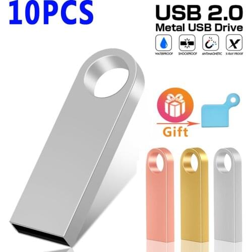 10PCS Free Custom LOGO USB Flash Drive 4GB 8GB 2.0 High Speed Pen Drive 16GB 32GB 64GB 128GB Pendrive Metal Usb Sticks with Case